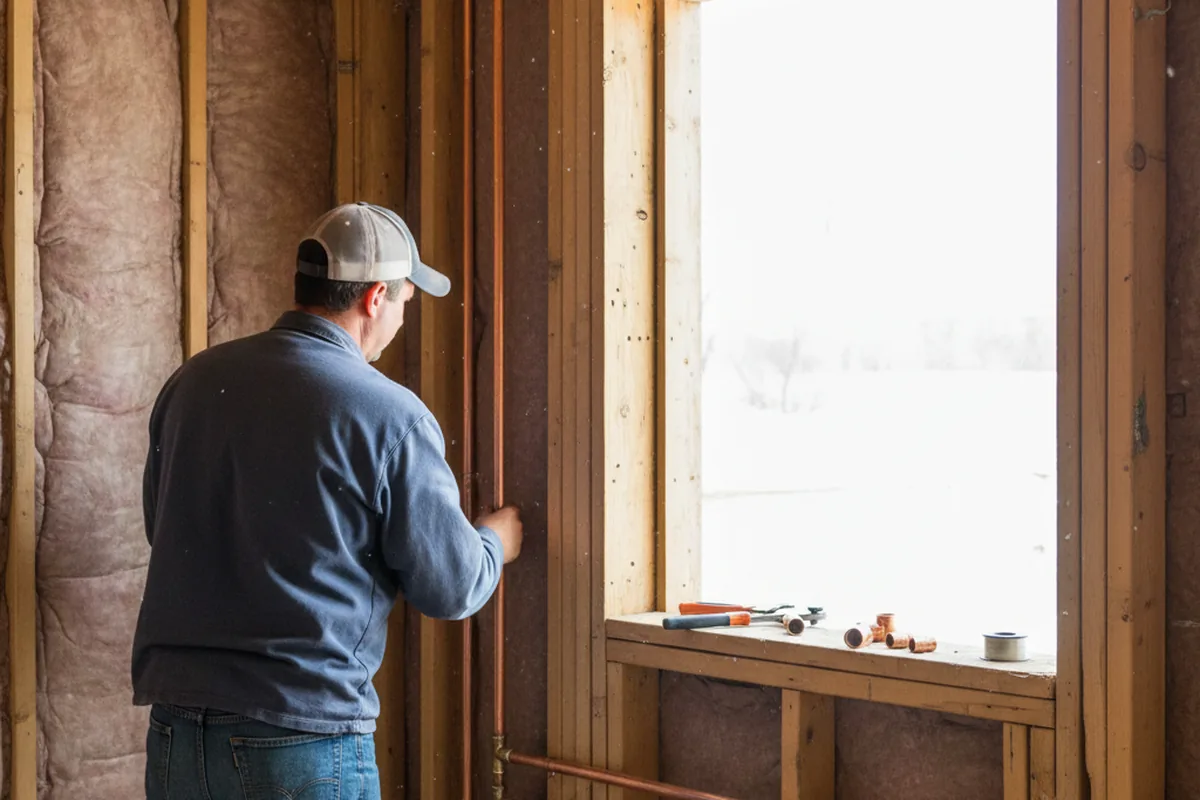Licensed plumber running new copper supply lines in a Keyes home