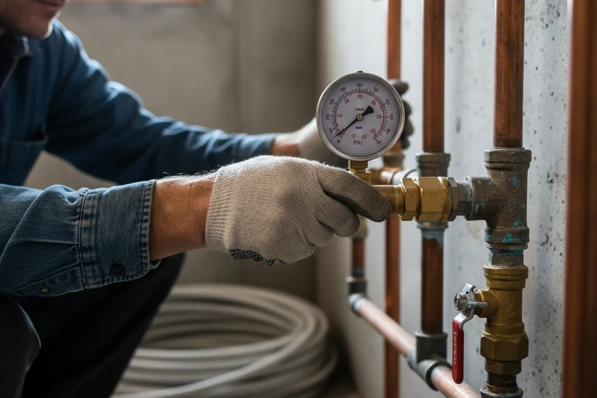Pressure testing a repaired line during Water Line Repair in Keyes